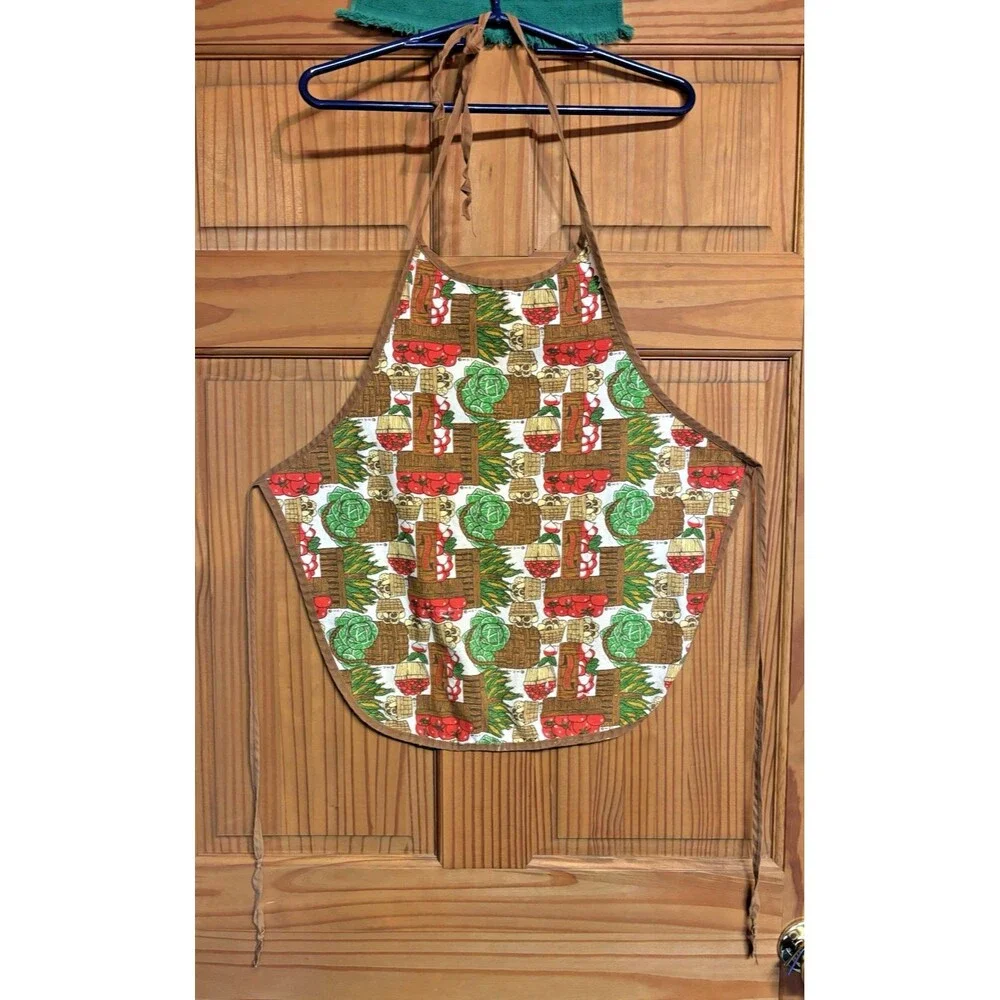 Vtg Homecare Kitchen Mates Bib Apron Vegetable Basket Tomato Mushroom Cabbage